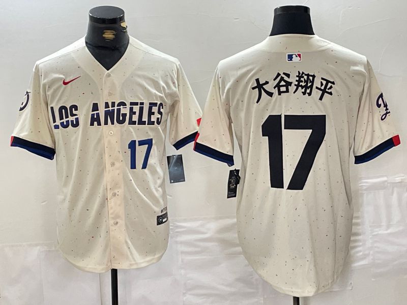 Men Los Angeles Dodgers 17 Ohtani Cream Fashion Nike Game MLB Jersey style 2